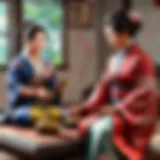 Traditional Asian Matchmaker Arranging Tea Ceremony