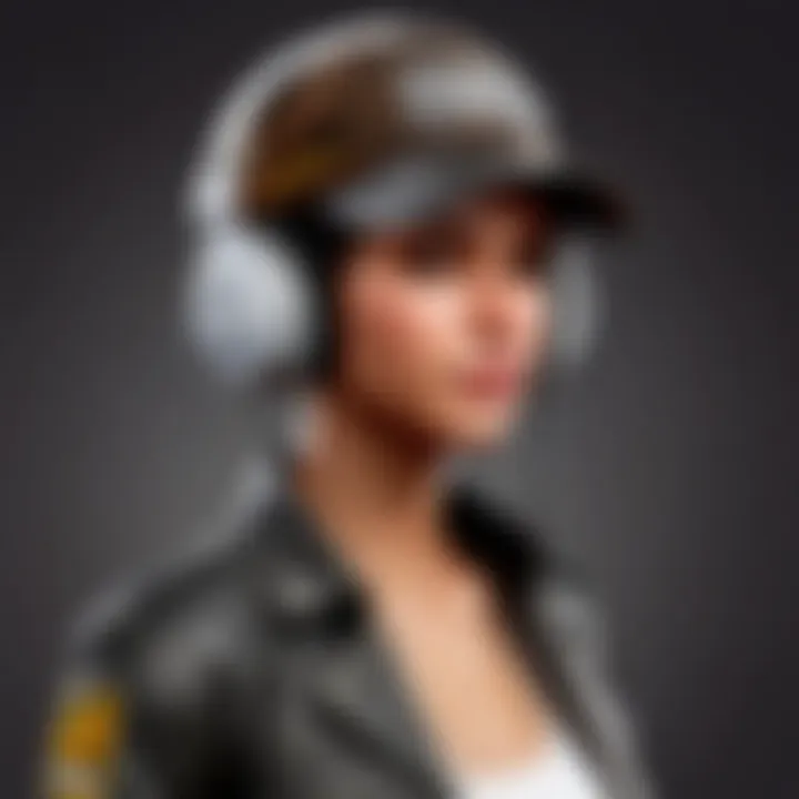 Detailed view of the audio features of the hat with headphones