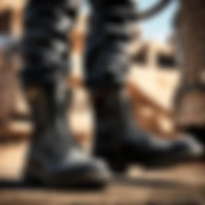 Black military boots showcasing durability