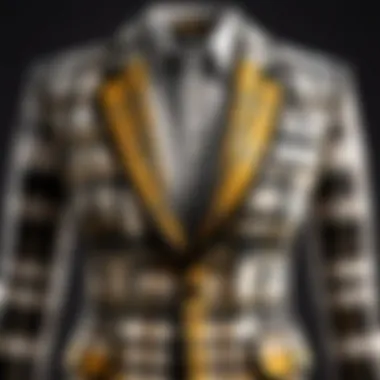 Close-up of intricate checkered jacket pattern