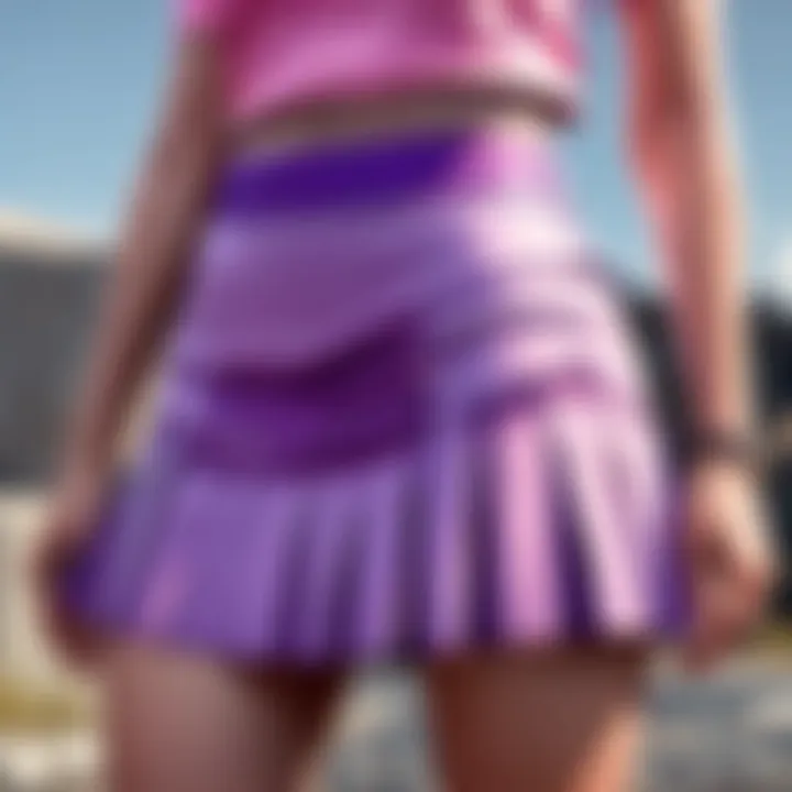 Color pairing ideas for a purple mini skirt - pastel pink and lavender top