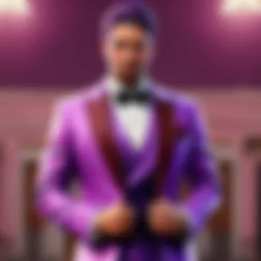 Modern interpretation of the purple tuxedo suit