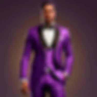 Regal sophistication of the purple tuxedo suit