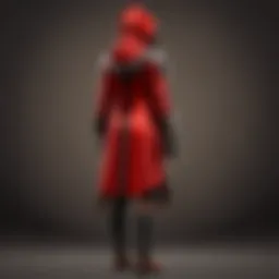 Elegant crimson silk cloak draped on a mannequin