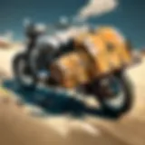 Vintage motorcycle with side cart riding through scenic countryside
