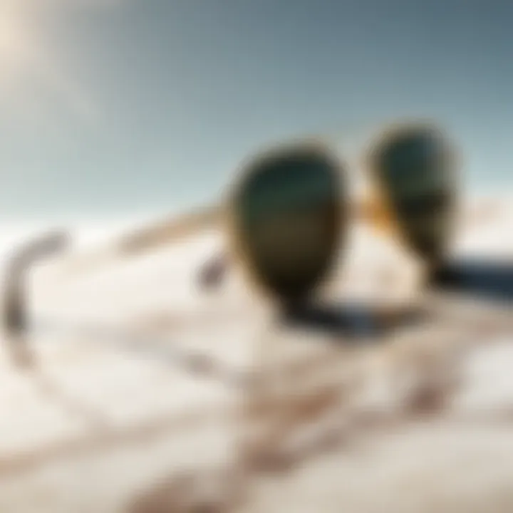 Aviator sunglasses displayed on elegant marble countertop