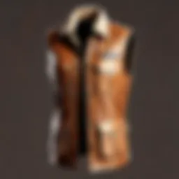 Elegant brown sleeveless jacket on marble background