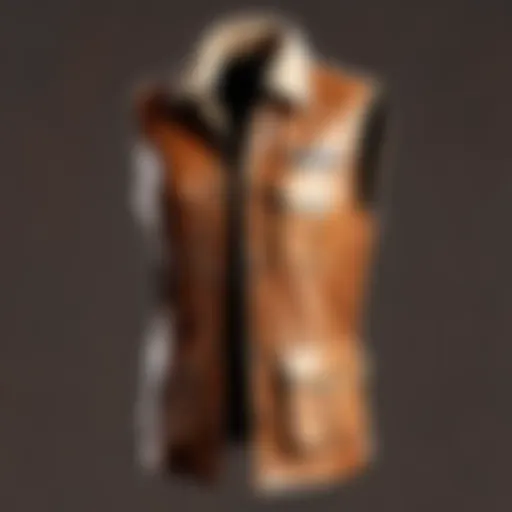 Elegant brown sleeveless jacket on marble background