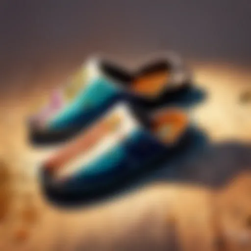 Abstract design of Fortnite slippers