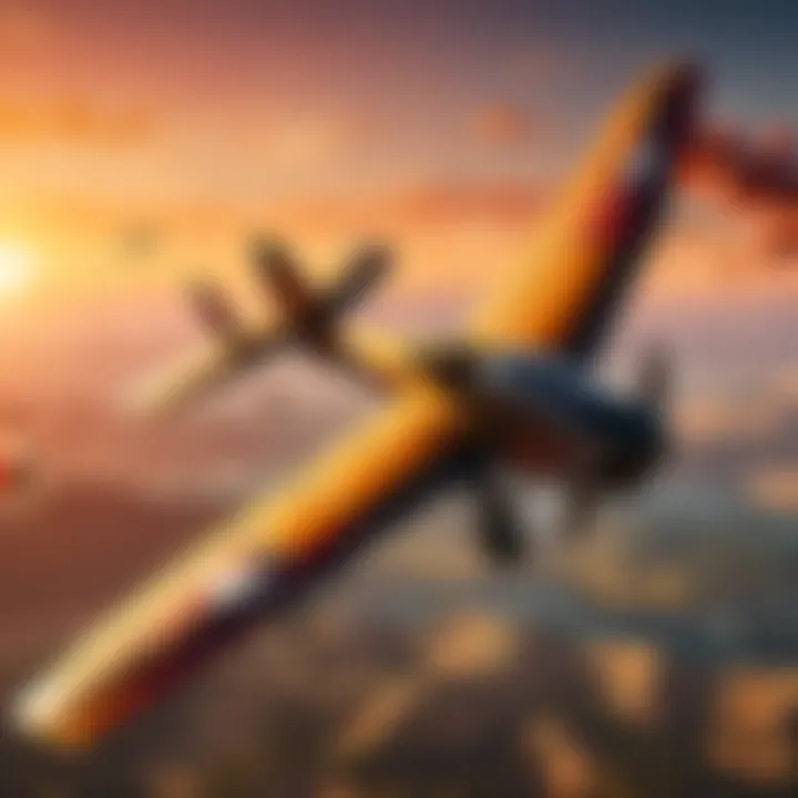 Group of gliders in formation against a stunning sunset backdrop