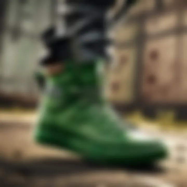 Futuristic digital rendering showcasing green hi-tops in PUBG