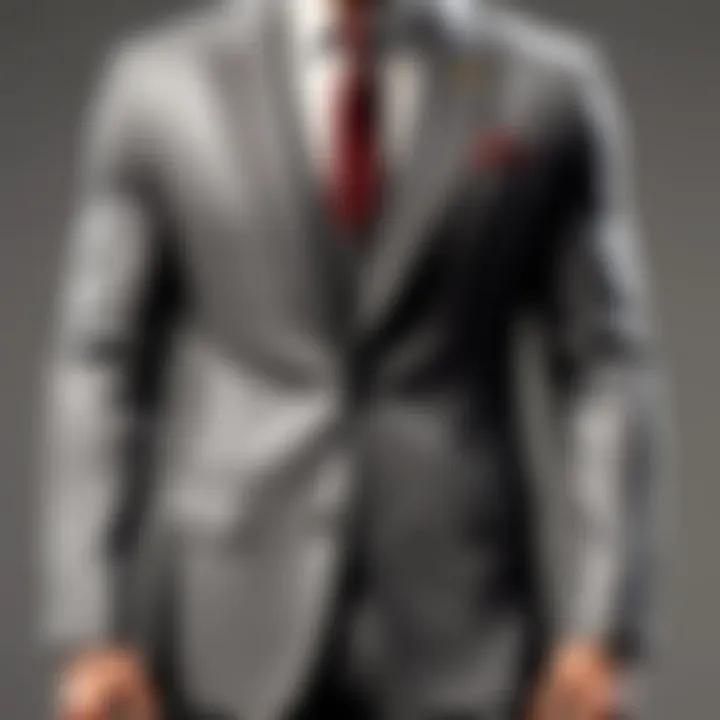 Close-up of grey suit coat fabric texture