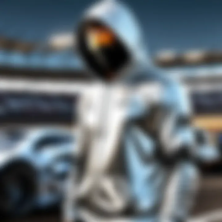 Silver McLaren Hoodie on Racing Track