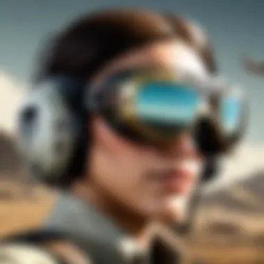 Close-up of modern aviation goggles with anti-fog coating