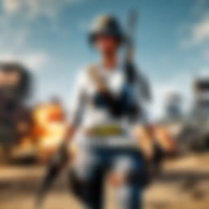 Close-up of intense PUBG battle on iPhone screen