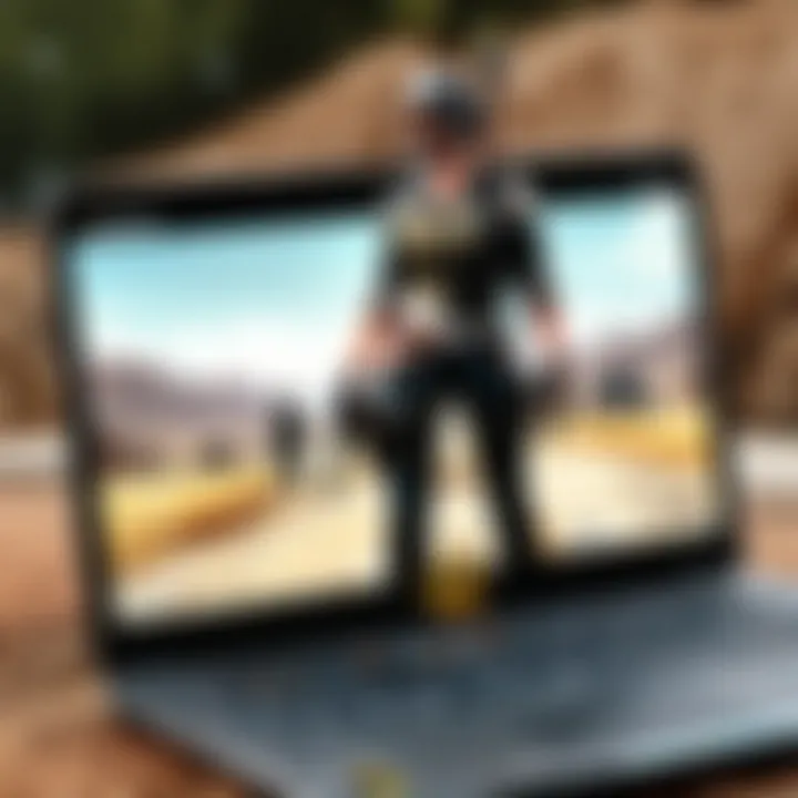 Illustration showcasing PUBG Mobile gameplay on laptop