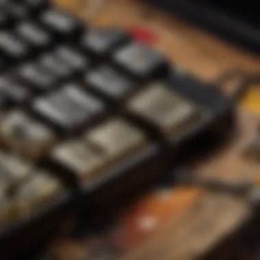 Computer keyboard locked with chains