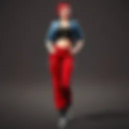Vibrant Crimson Adorned Wide Pants